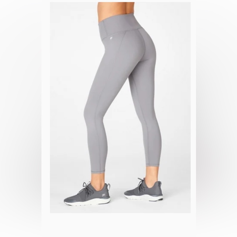 Fabletics Quarry Gray 7/8ths Powerhold High-Waisted Leggings